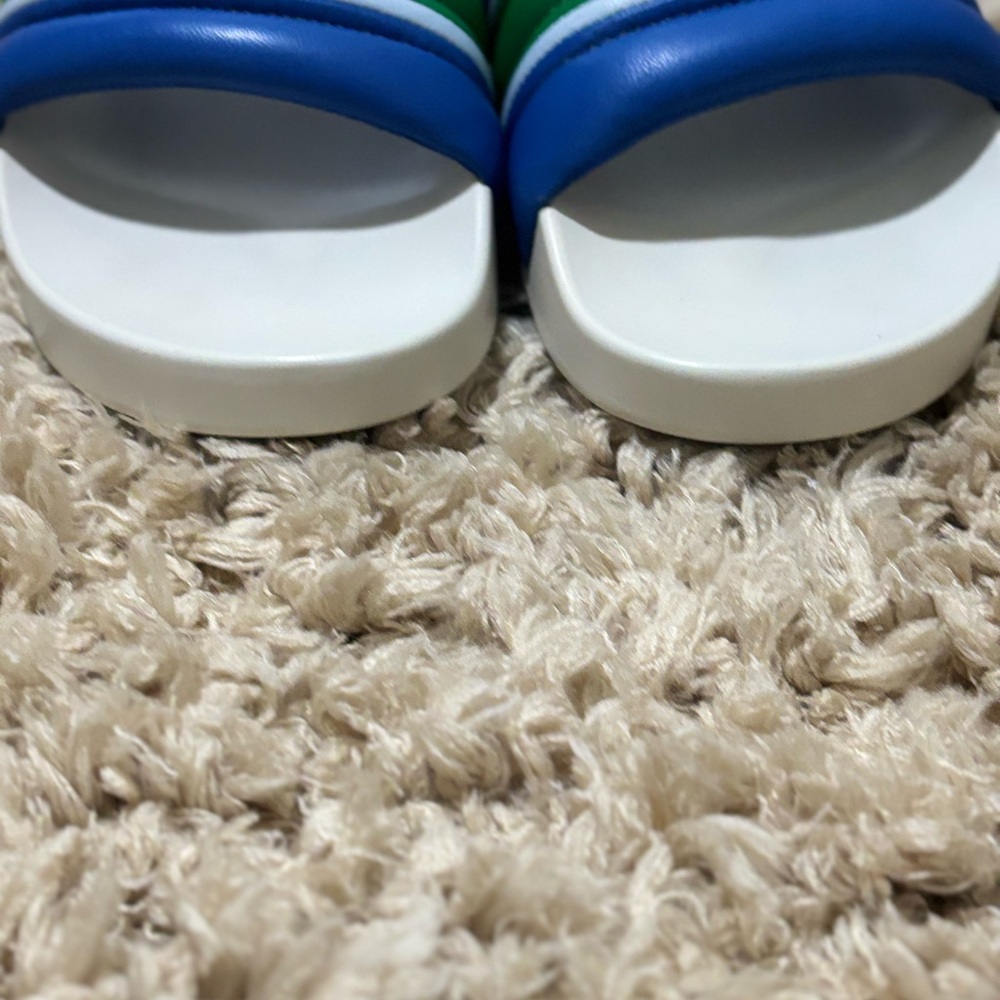 Tory Burch Blue and Green Striped Slides - Picture 11 of 11